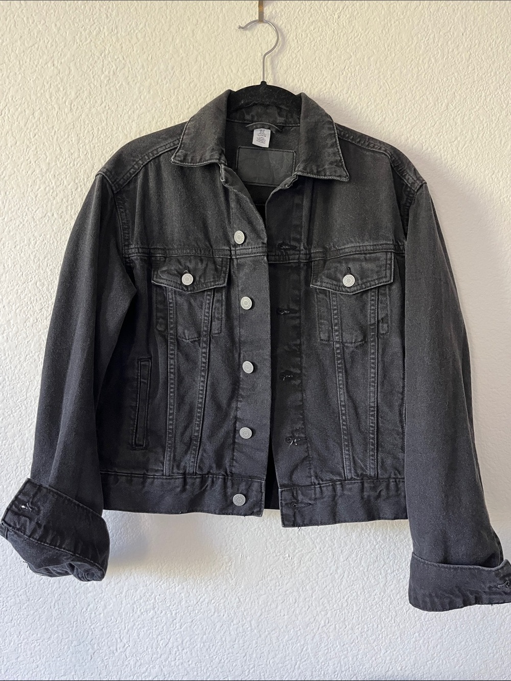 H&M Washed Black Denim Jacket